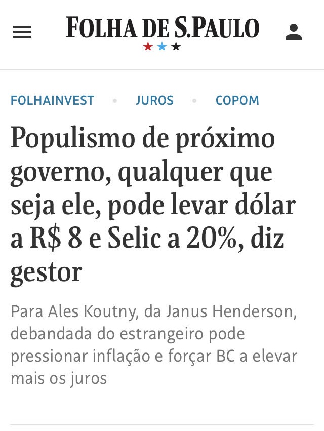 possibilidade de o dolar chegar a R$8,00